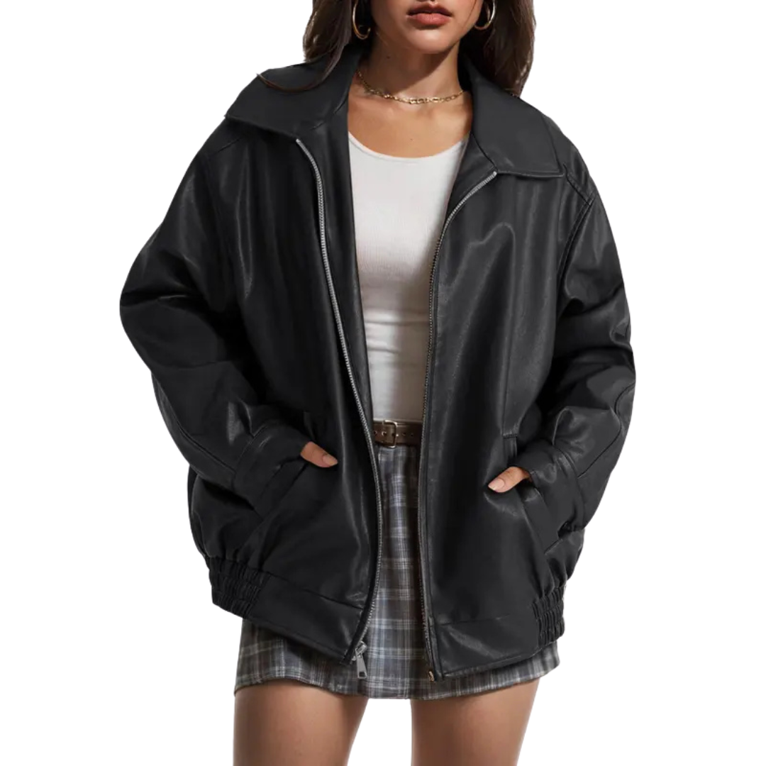 XANDRA | Trendy Oversized Leather Jacket
