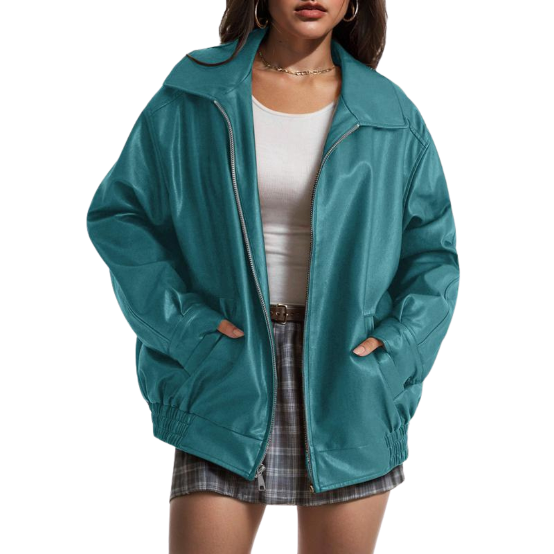 XANDRA | Trendy Oversized Leather Jacket