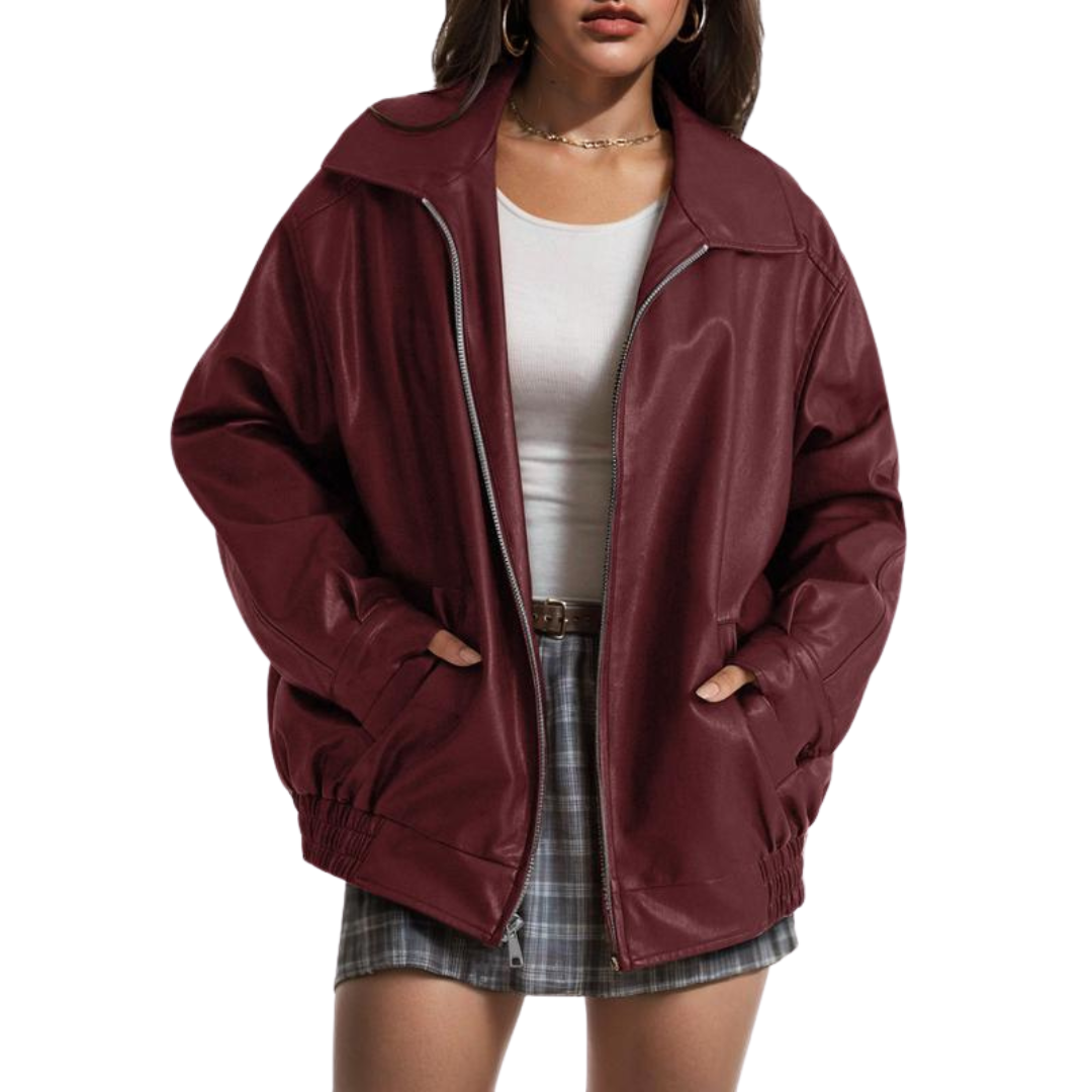 XANDRA | Trendy Oversized Leather Jacket