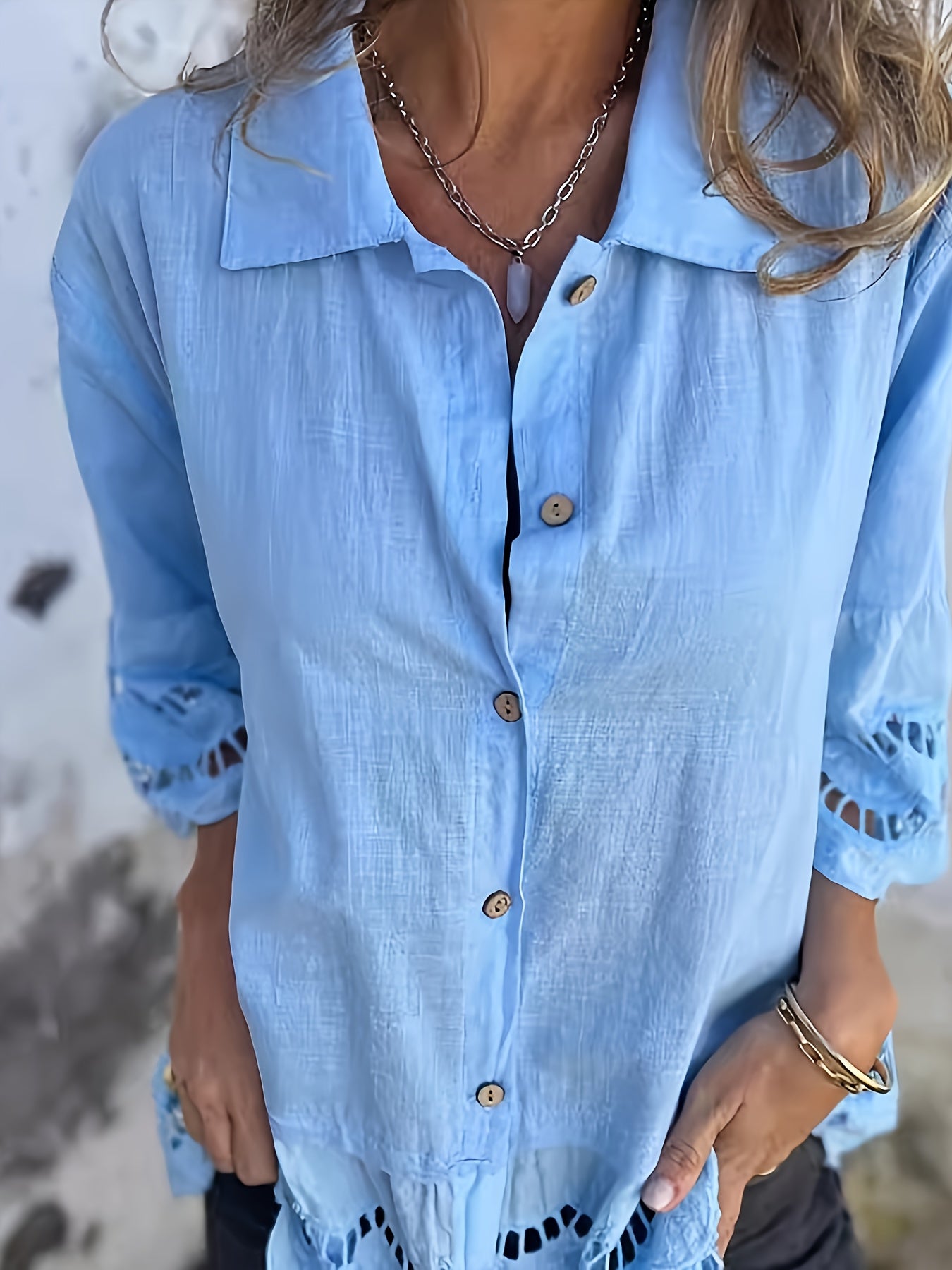 Gloria™ | Ruffled Lace Sleeve Blouse