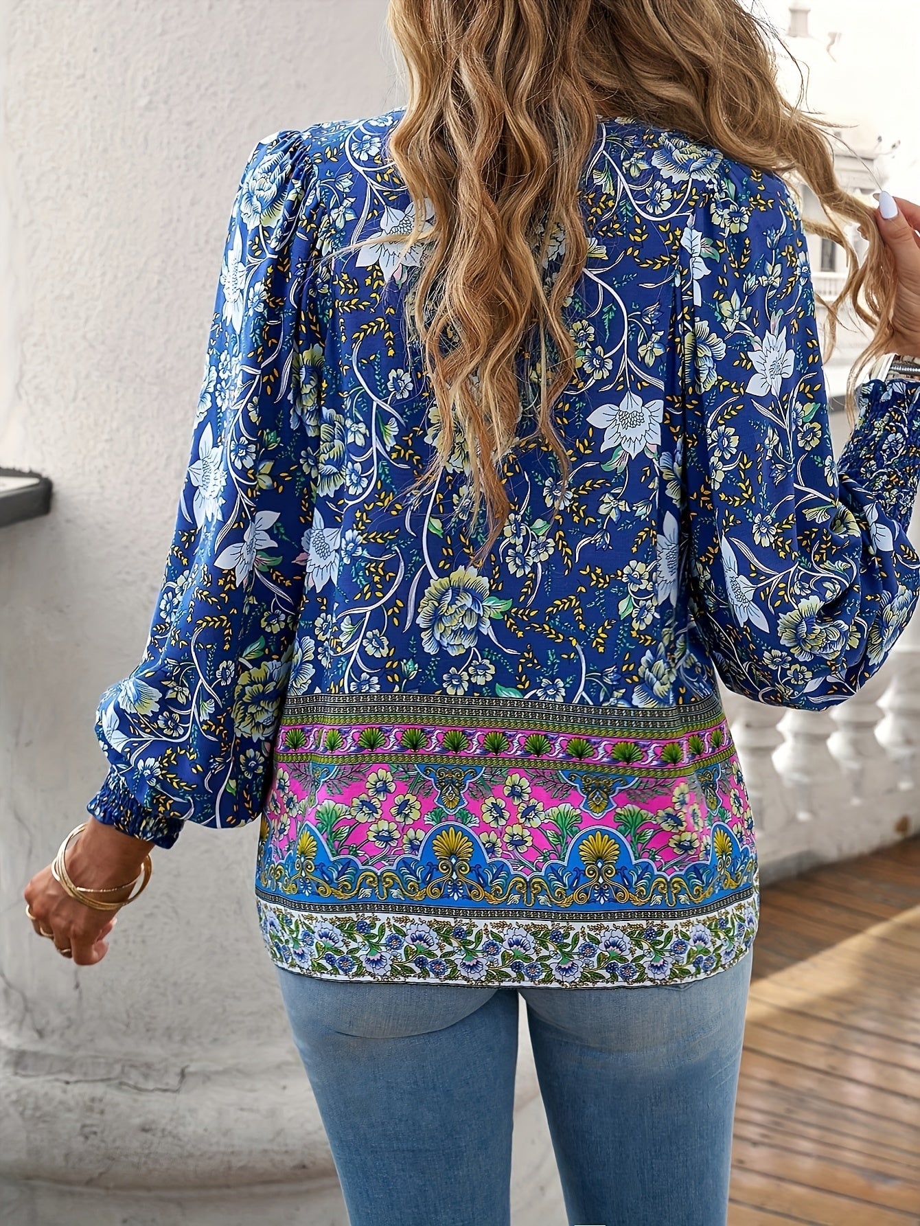 Barbara™ | Ethnic Floral Tie Blouse