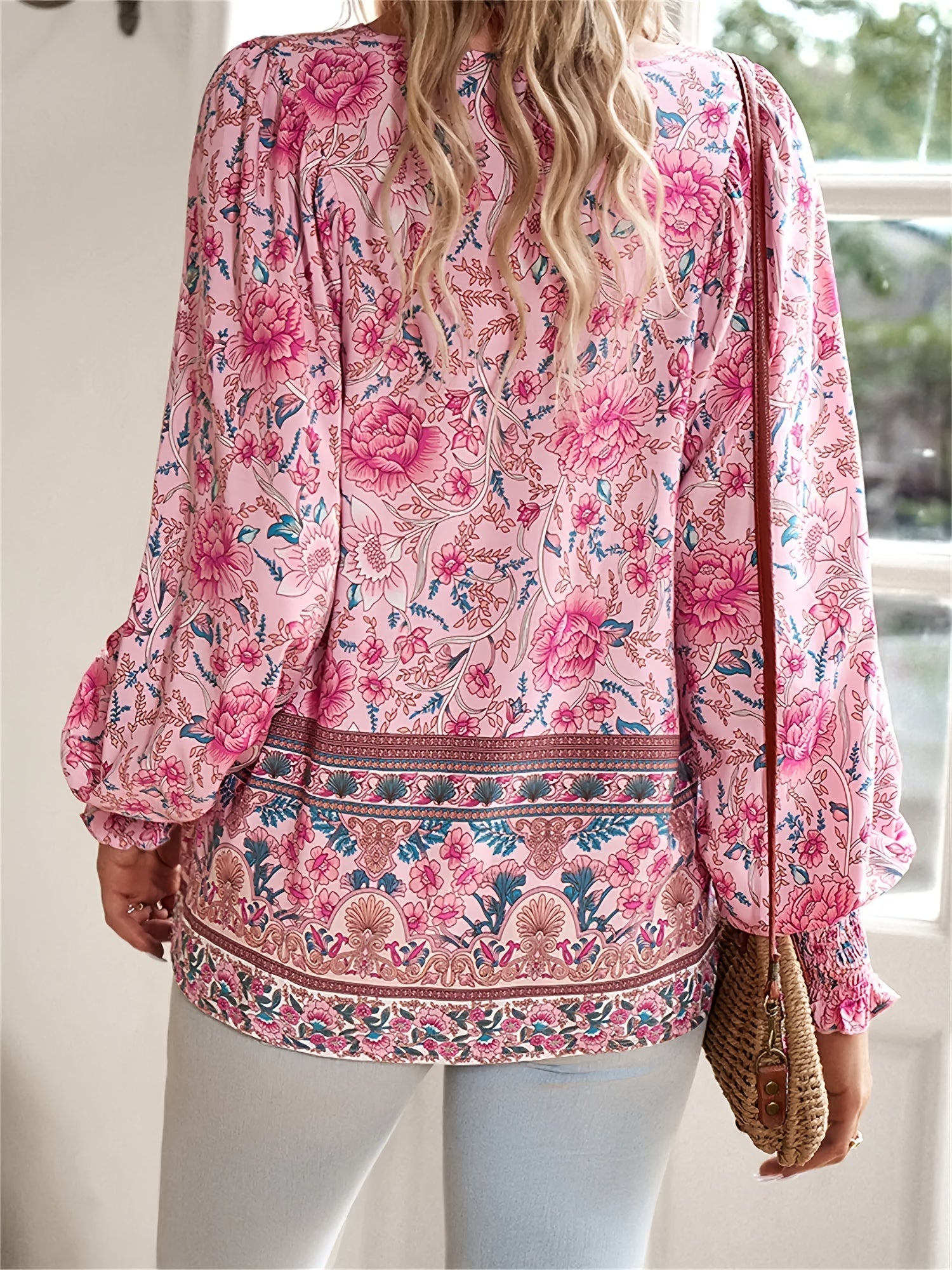 Barbara™ | Ethnic Floral Tie Blouse