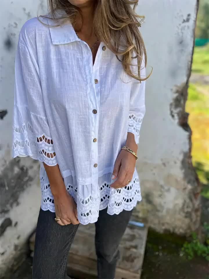 Gloria™ | Ruffled Lace Sleeve Blouse