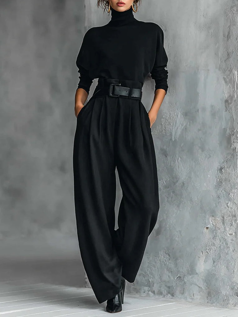 Lisa | Black 2-piece set with belt