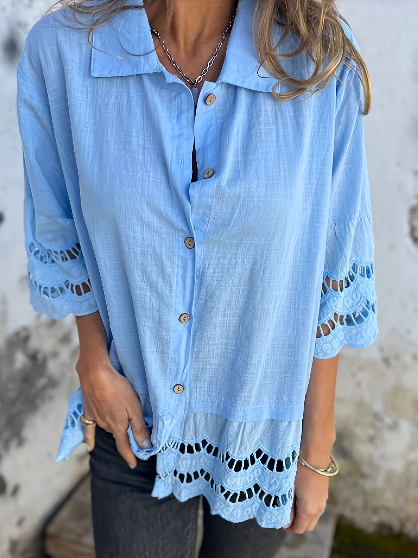 Gloria™ | Ruffled Lace Sleeve Blouse